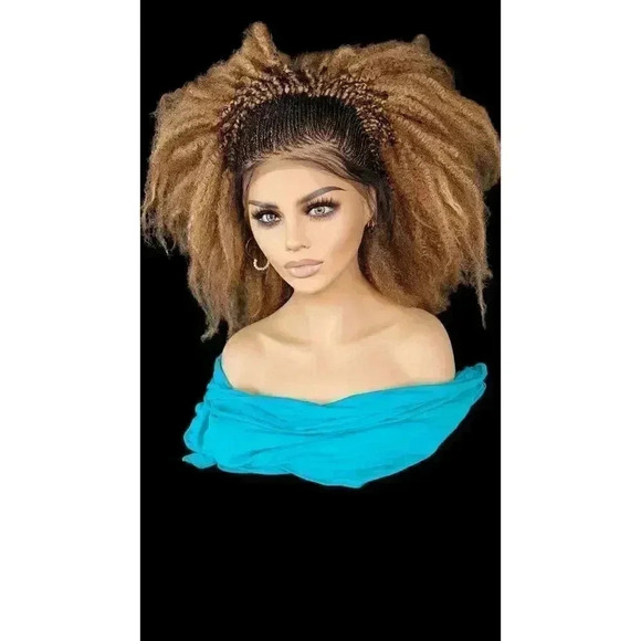 braided wigs, 100% handmade, chic short afro style, gorgeous, vibrant colors NWT - Picture 12 of 15